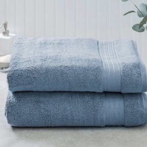 NEW Luxury Charisma set of 2 Bath Towels 100% Hygro Cotton Loops Blue 30” by 58”
